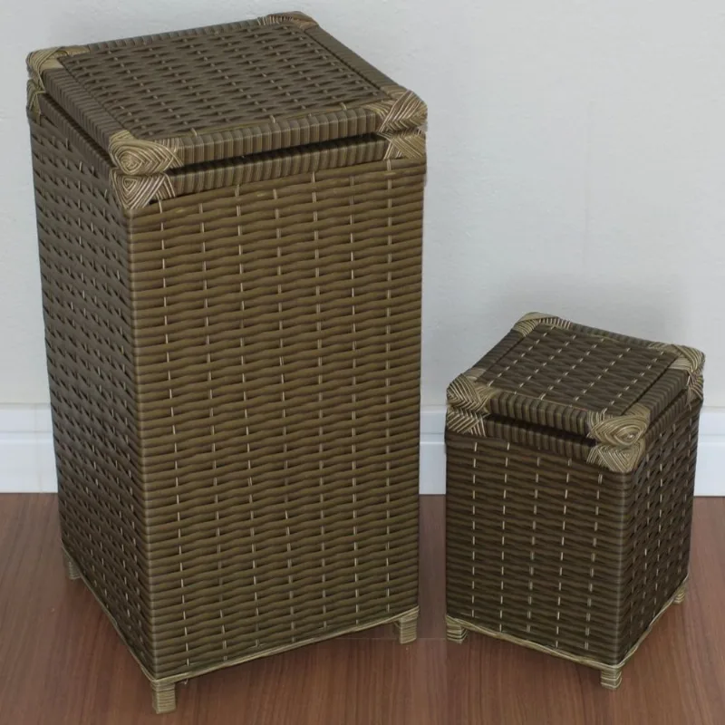 Kit Cesto Roupas 30x30x60 e Lixeira 20x20x30 Capuccino