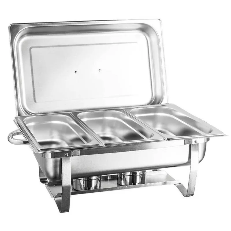 Rechaud Ret Inox 13 L 3 Cubas gn 1/3x100mm e Tampa Removível