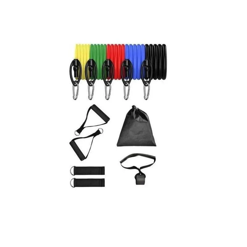 Kit Extensor Elástico 11 Peças Exercício Fitness Pilates