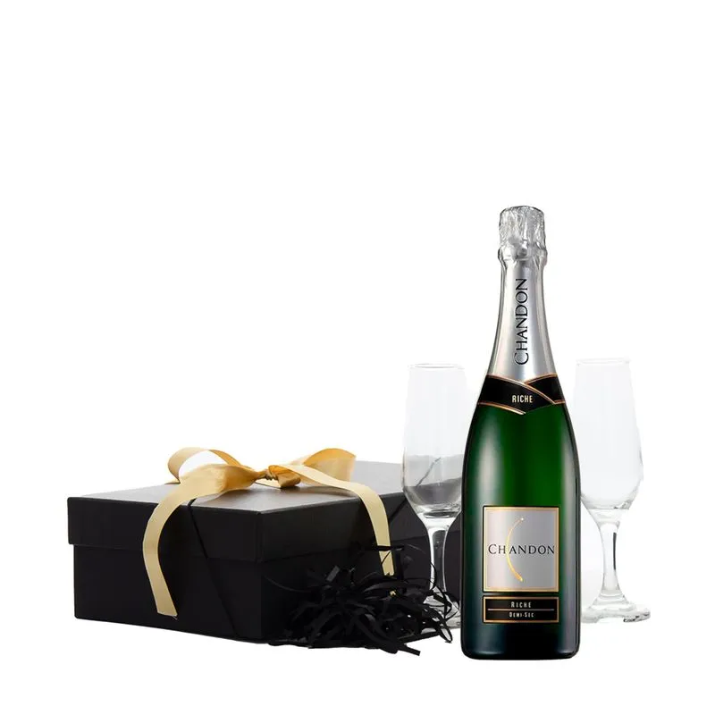 Espumante Chandon Riché Demi-sec + 2 Taças Vidro Presente