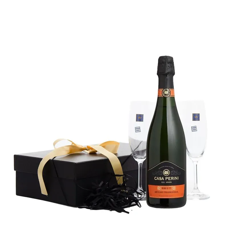 Espumante Casa Perini Brut Tradicional + 2 Taças Cristal