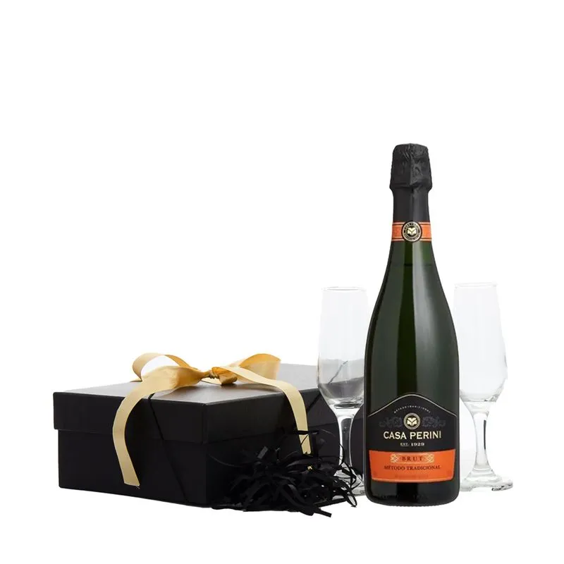 Espumante Casa Perini Brut Tradicional + 2 Taças Vidro