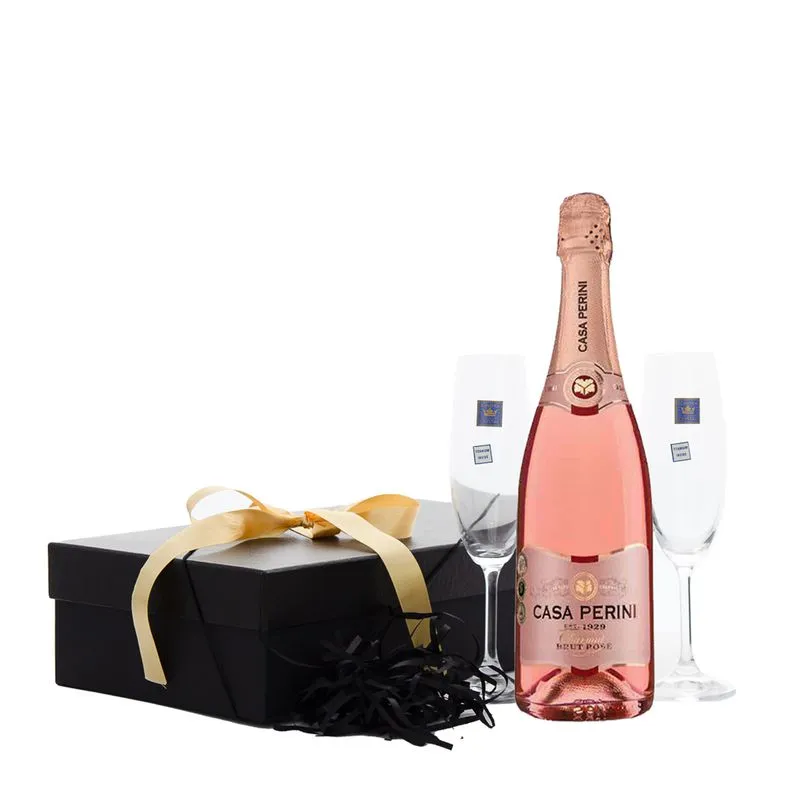 Espumante Casa Perini Brut Rosé + 2 Taças Cristal