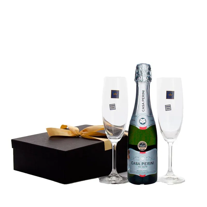 Espumante Casa Perini Moscatel Baby + 2 Taças Cristal