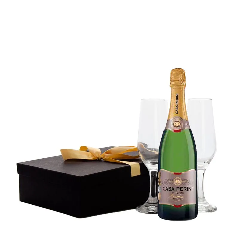 Espumante Casa Perini Brut Charmat Baby + 2 Taças Vidro