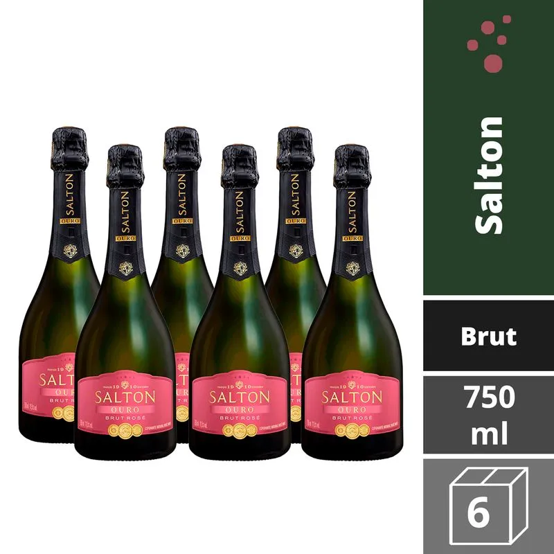 Kit 6 Espumante Salton Brut Ouro Rosé 750ml