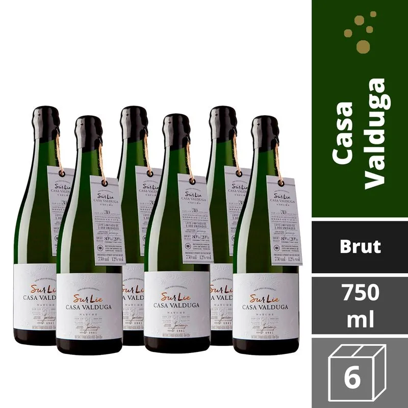Kit 6 Espumante Sur Lie Casa Valduga - Sem Dégorgement
