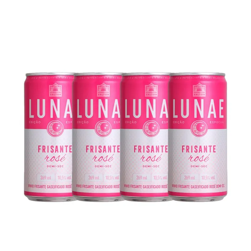 Kit 4 Vinho Frisante Salton Lunae Rose Lata 269ml