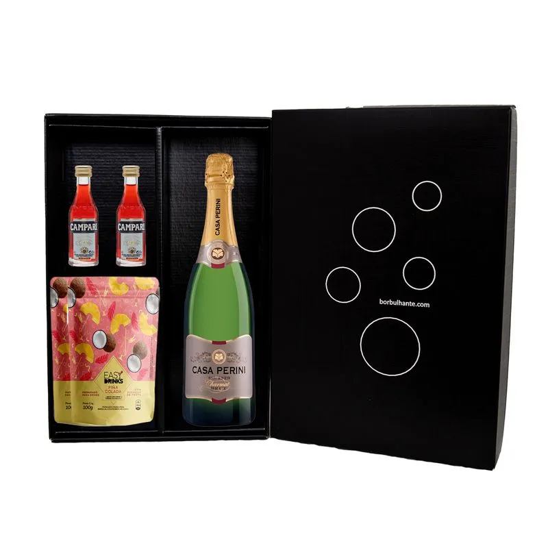 Kit Drink Espumante Casa Perini Brut Campari Easy Drink Maracujá Abacaxi