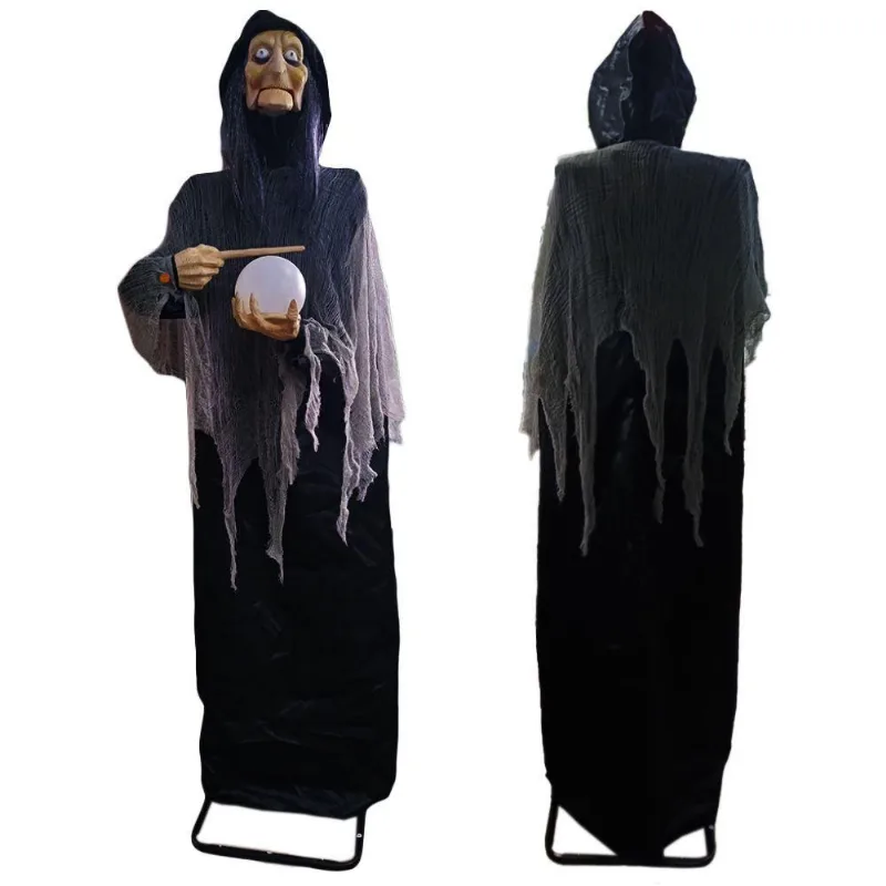 Boneco Bruxa Vidente Decoração Halloween Com Som E Movimento