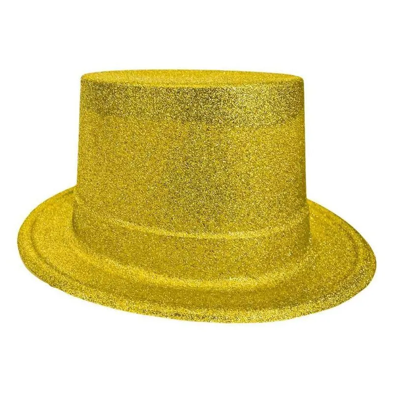 Cartola Dourada Com Glitter Média Para Fantasias