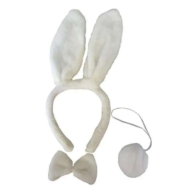 Tiara Coelho Kit 3 Peças Páscoa - Branco / Preto / Rosa