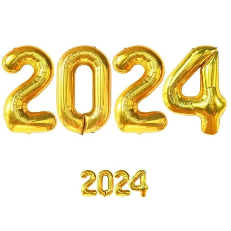 Kit Balão Bexiga Metalizado 2024 Dourado Ano Novo Reveillon