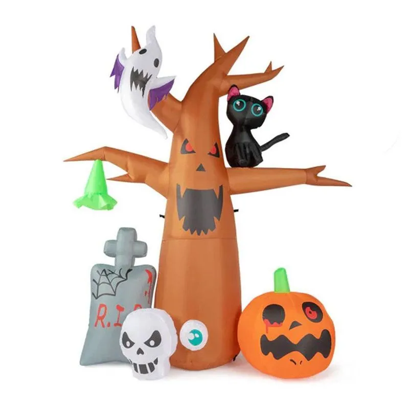 Decoração Árvore Abóbora Lápide Inflável 240cm Halloween Ydh