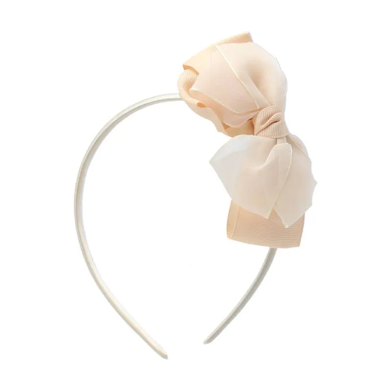 Tiara Infantil Detalhe Laço Bege