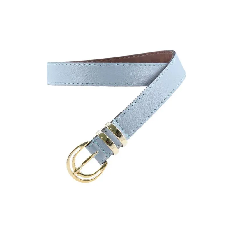 Cinto Feminino de Couro Azul M