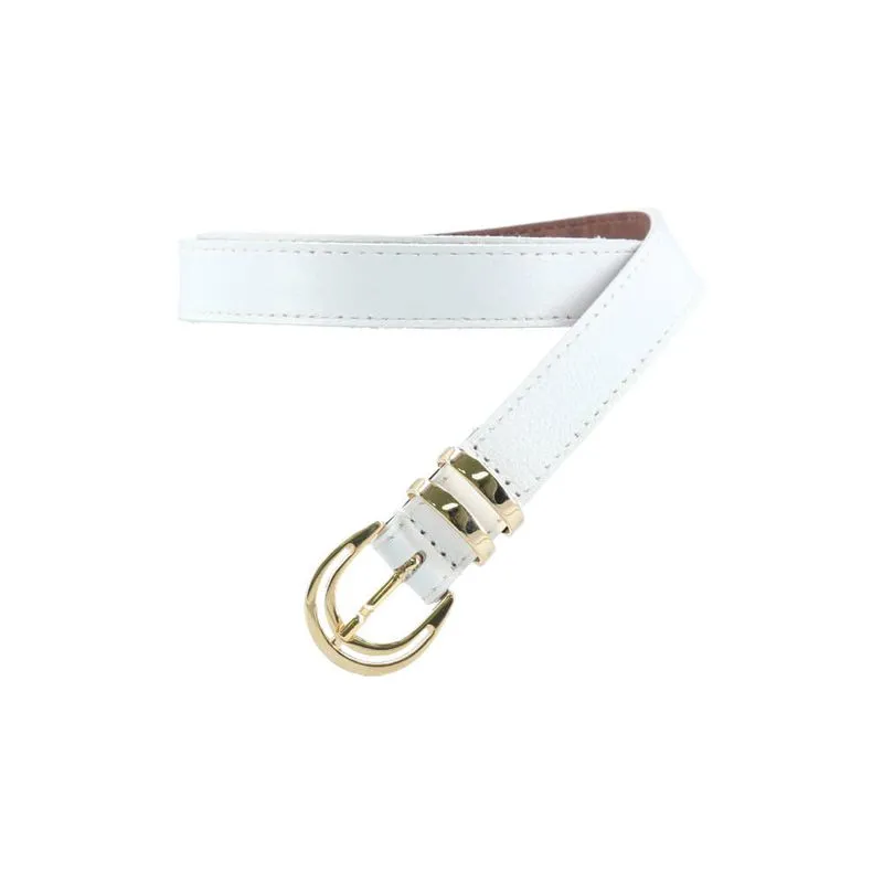 Cinto Feminino de Couro Branco M