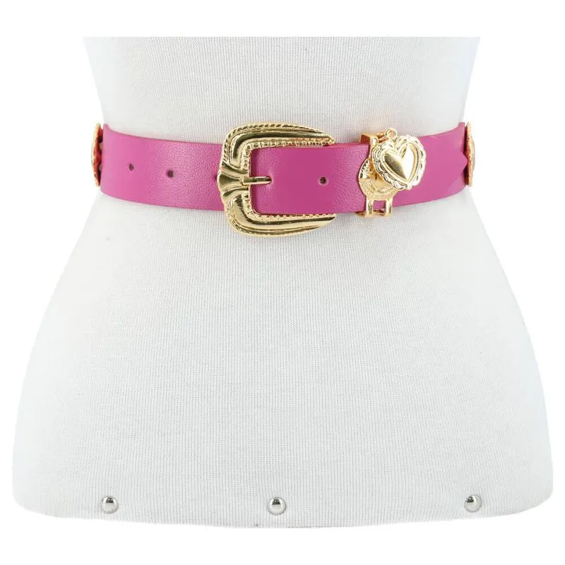 Cinto Feminino de Couro Pink M