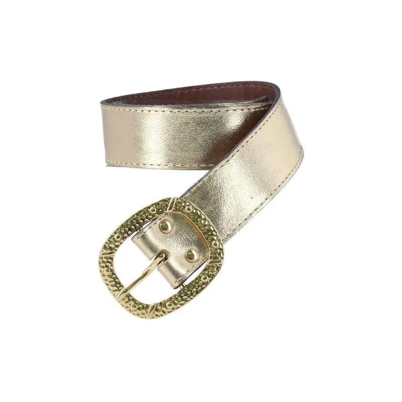 Cinto Feminino de Couro Ouro M