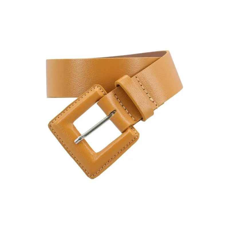 Cinto Feminino de Couro Amarelo P