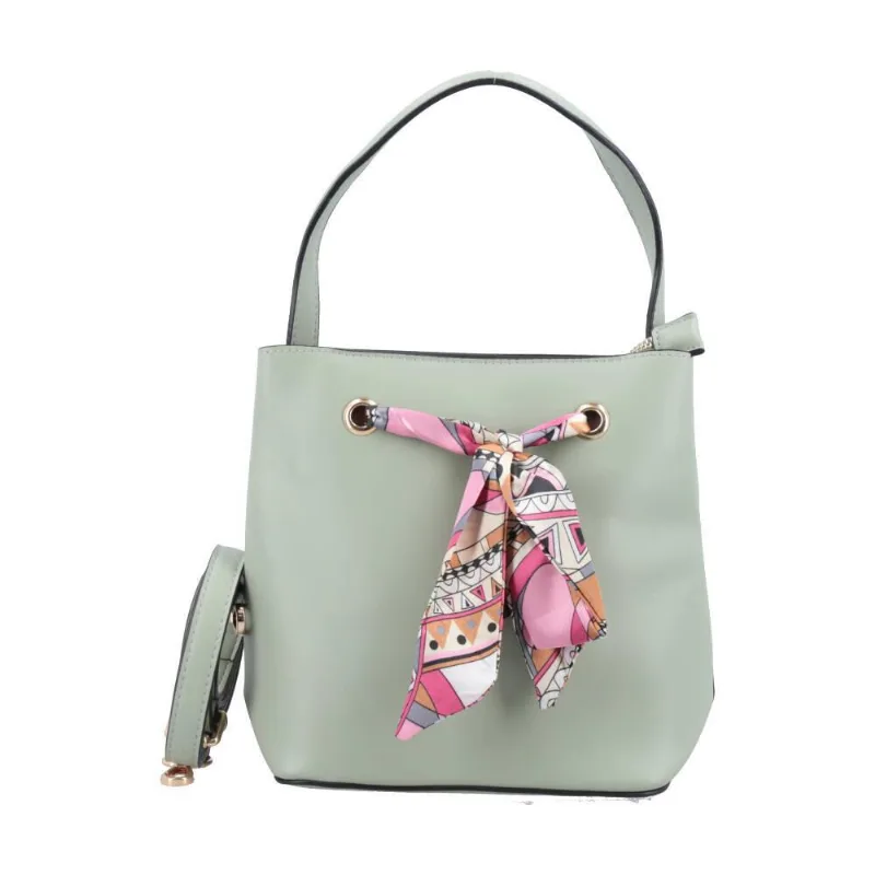 Bucket Bag Com Lenço Estampado Verde Claro