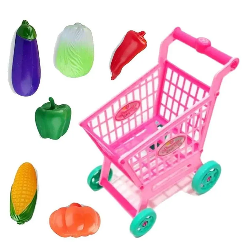 Brinquedo Carrinho De Compras E Mercado E Kit De Comidinhas