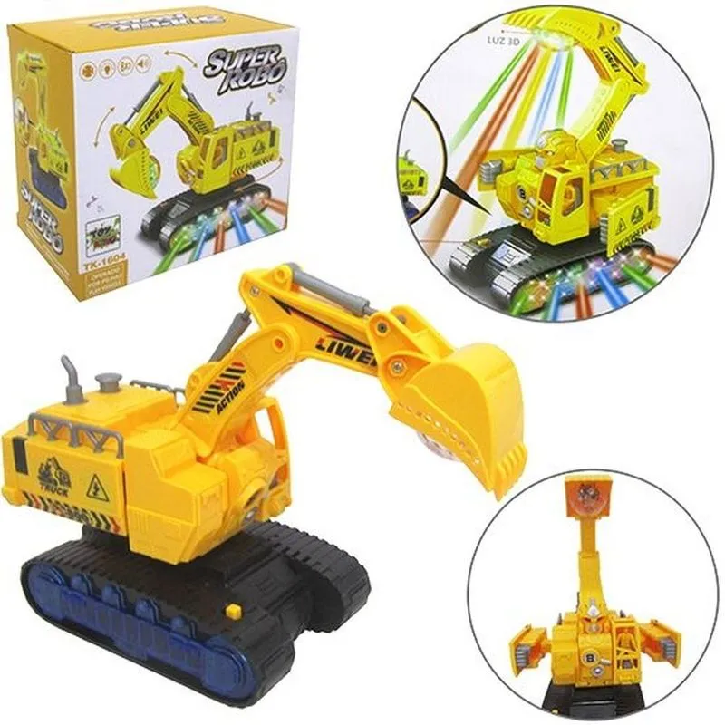 Brinquedo Infantil Super Robô Escavadeira - Trator se Transforma em Robô