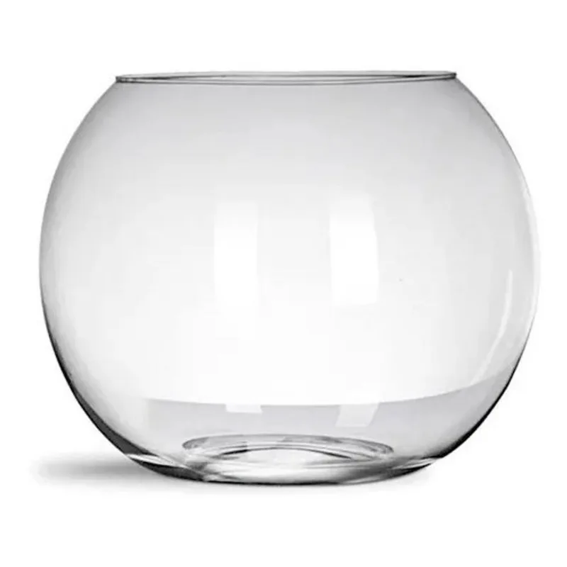 Kit 3 Mini Vaso Aquário Castiçal Redondo De Vidro 400ml