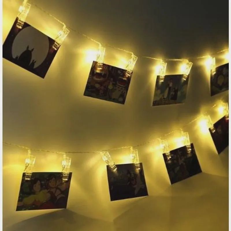 Varal Cordão Fio Pregador Prendedor Luz Led Para 10 Foto Top