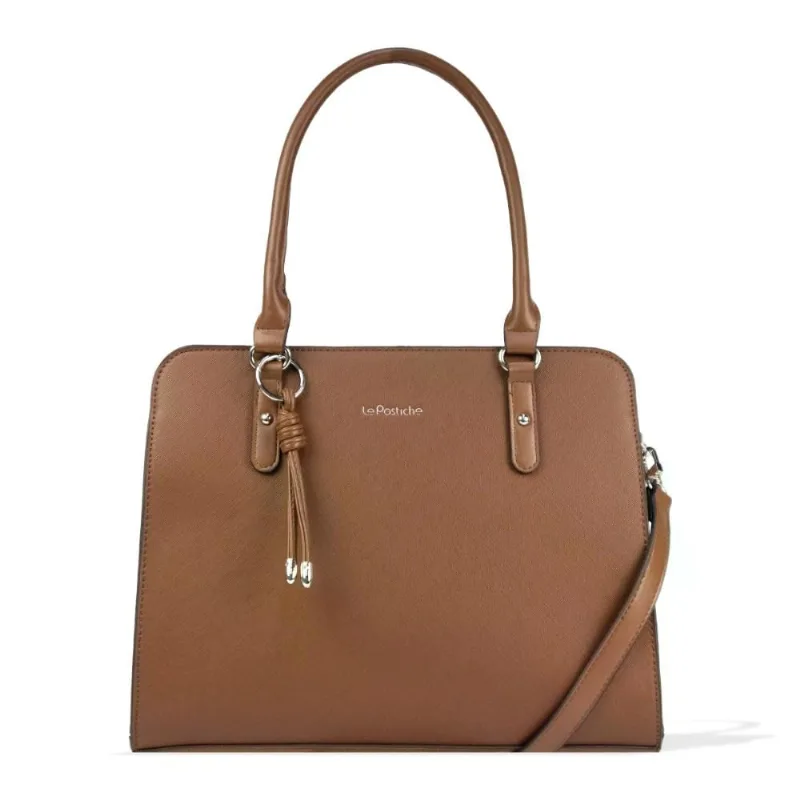 Bolsa Tote Saffiano Elegance Le Postiche MARROM