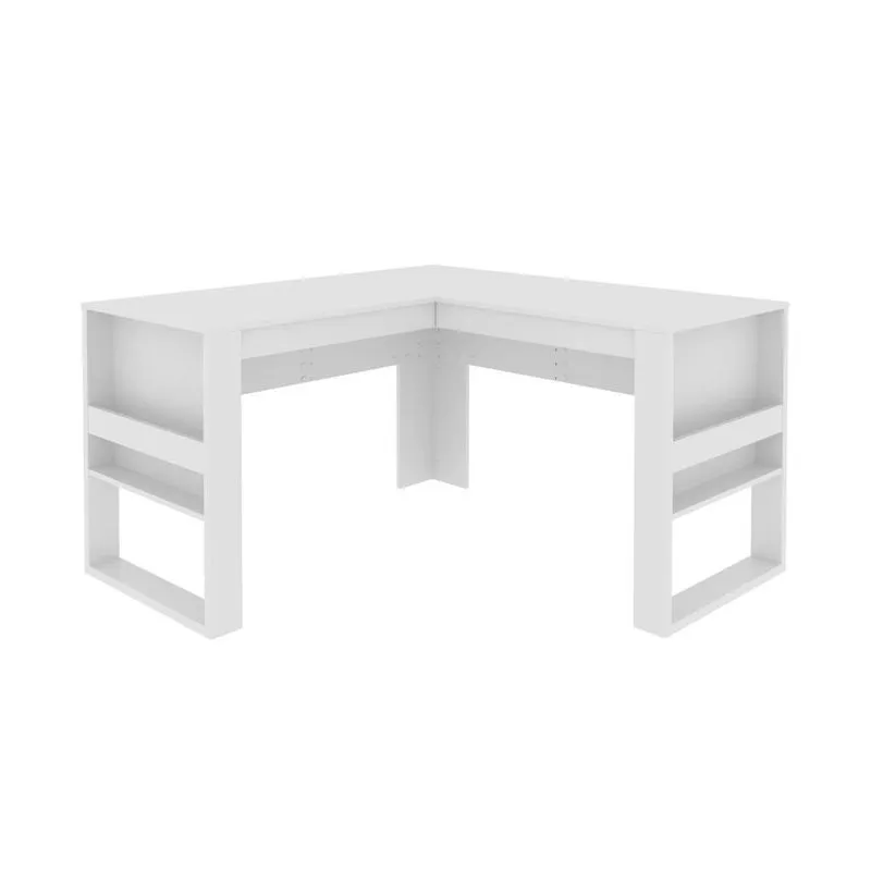 Mesa para Escritório 136cm em L com Detalhe Ripado ME4145 Branco Tecnomobili