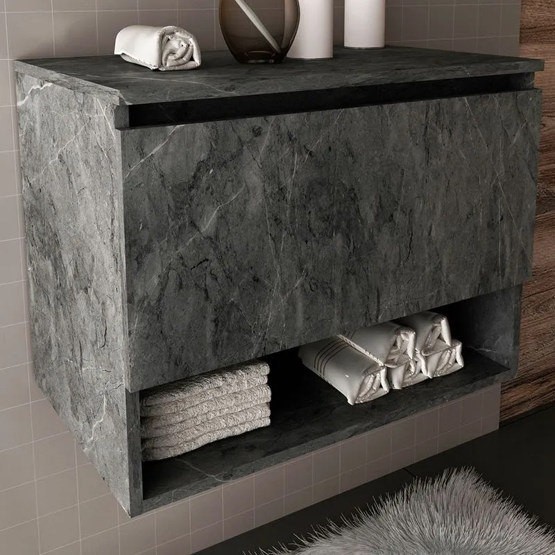 Armário De Banheiro 1 Porta 1 Prateleira Mármore Lunar Bn3606 - Tecno Mobili