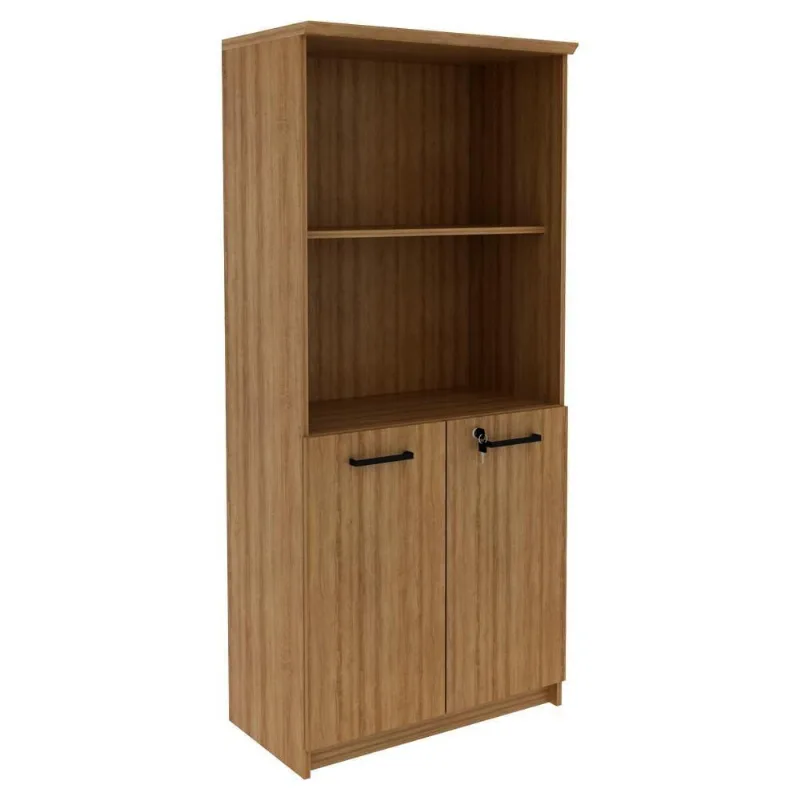 Armario Para Escritorio 02 Portas Com Chave Me4199 Amendoa Tecno Mobili Amendoa