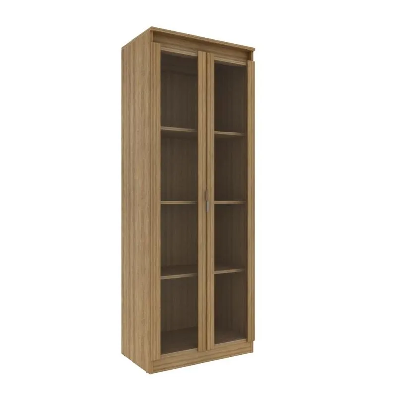 Cristaleira Vertical 2 Portas de Vidro 3 Prateleiras 160,5cmx60cm CR6004 Amendoa