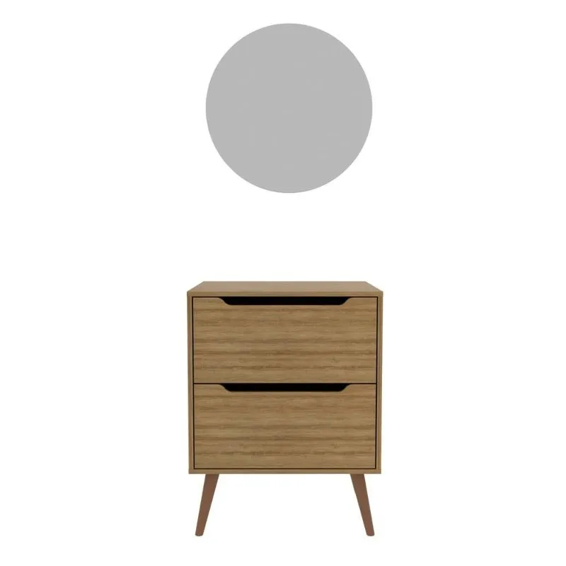 Conjunto Para Banheiro Balcão Com Espelho Redondo Sem Cuba 60Cm Bn3690 Tecnomobili Amendoa