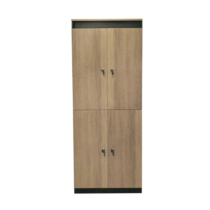 Armário Locker 4 Portas com Chave Multiuso para Academia Escritório e Vestiário ME4204 Amêndoa/Preto Tecnomobili