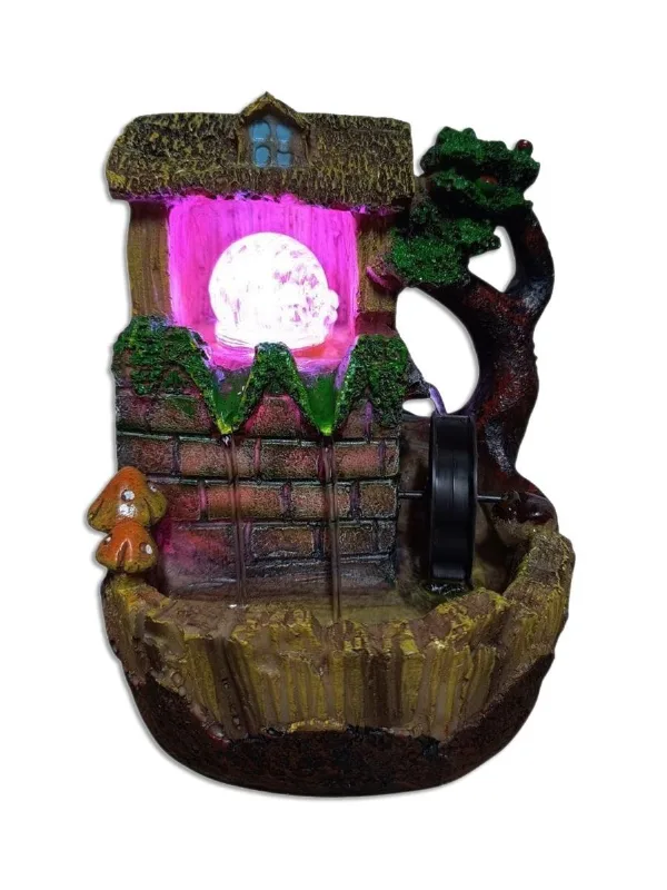 Fonte De Água Decorativa Led Cascata Paisagem Relaxante 2604
