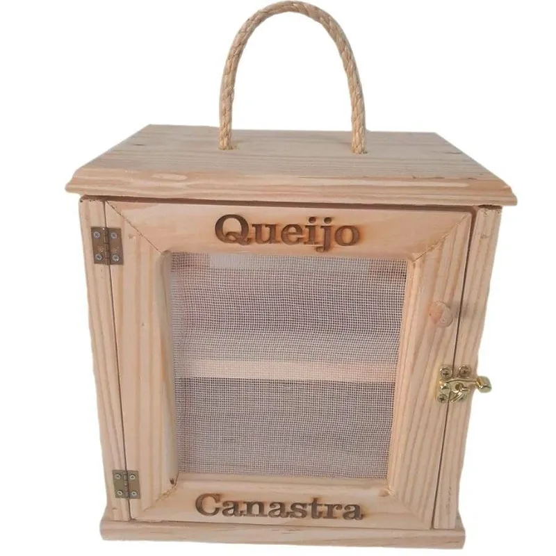 Queijeira De Madeira Com Porta Para Dois Queijo
