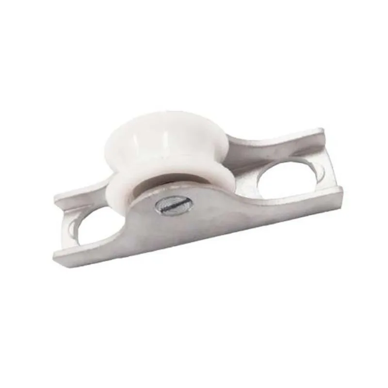 Roldana Nylon Branca Maciça 50mm (2") para Cano 1/2" - Suporte Alumínio Furado