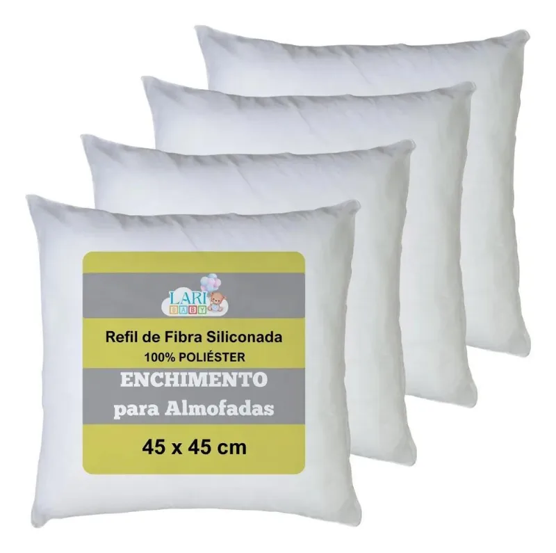Kit 4 Refil De Almofada Super Macio Enchimento Fibra Silicon