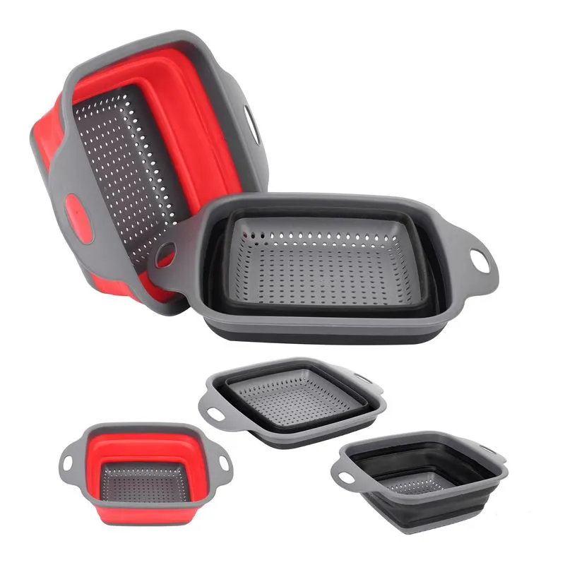 Escorredor Retrátil Quadrado Silicone Lava Arroz Feijão 29cm