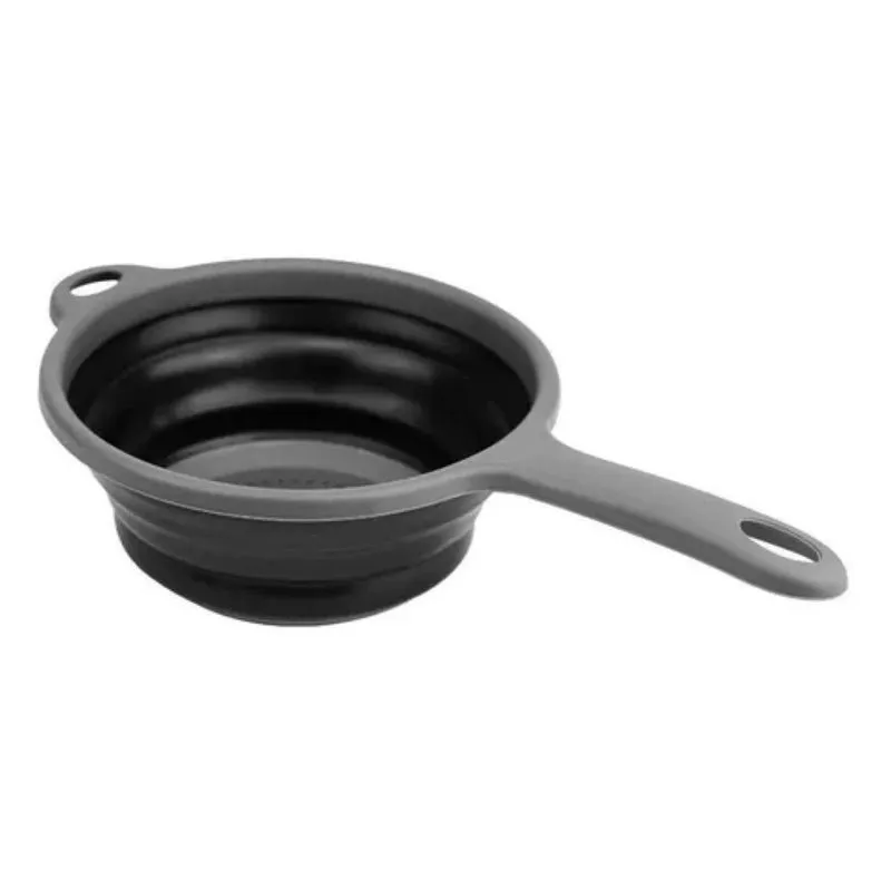 Escorredor Peneira Cabo Alça Silicone Retrátil Preta 19cm