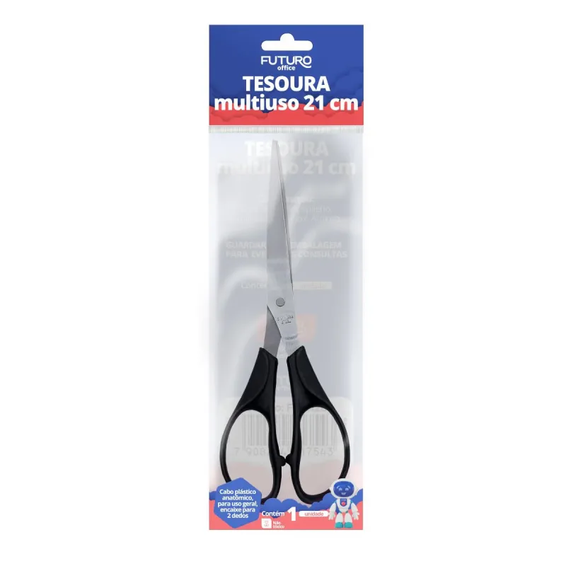 Tesoura Metal Multiuso Cabo Emborrachado Futuro 21cm