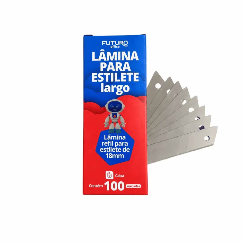 Lâmina Estilete Largo 18mm Caixa C/ 100 - Futuro