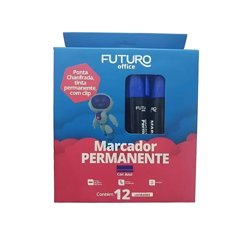 Marcador Permanente Futuro Azul com 12 Unidades
