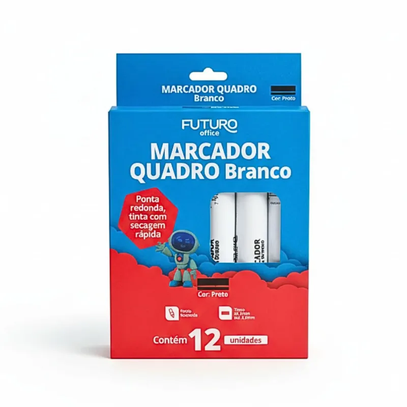 Marcado Quadro Branco Futuro Preto com 12 Unidades