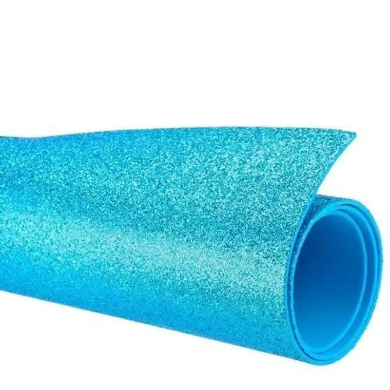 Placas Eva Glitter 40x48 Cm 5 Folhas - Azul-claro