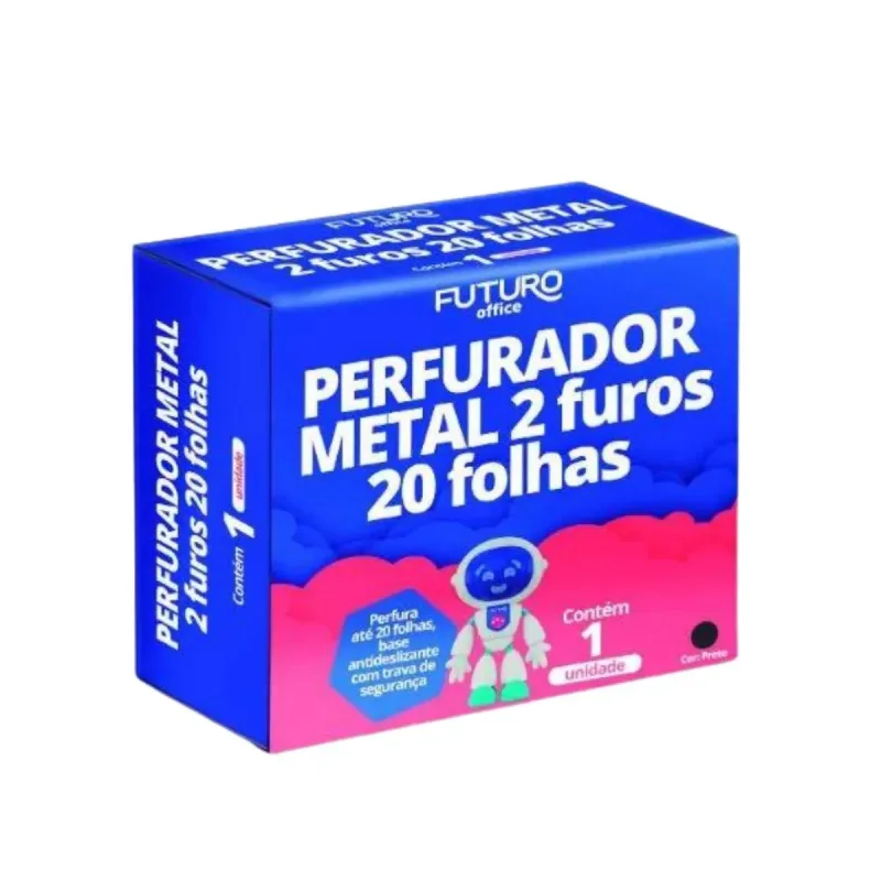 Perfurador Metal 2 Furo Futuro 20 Folhas
