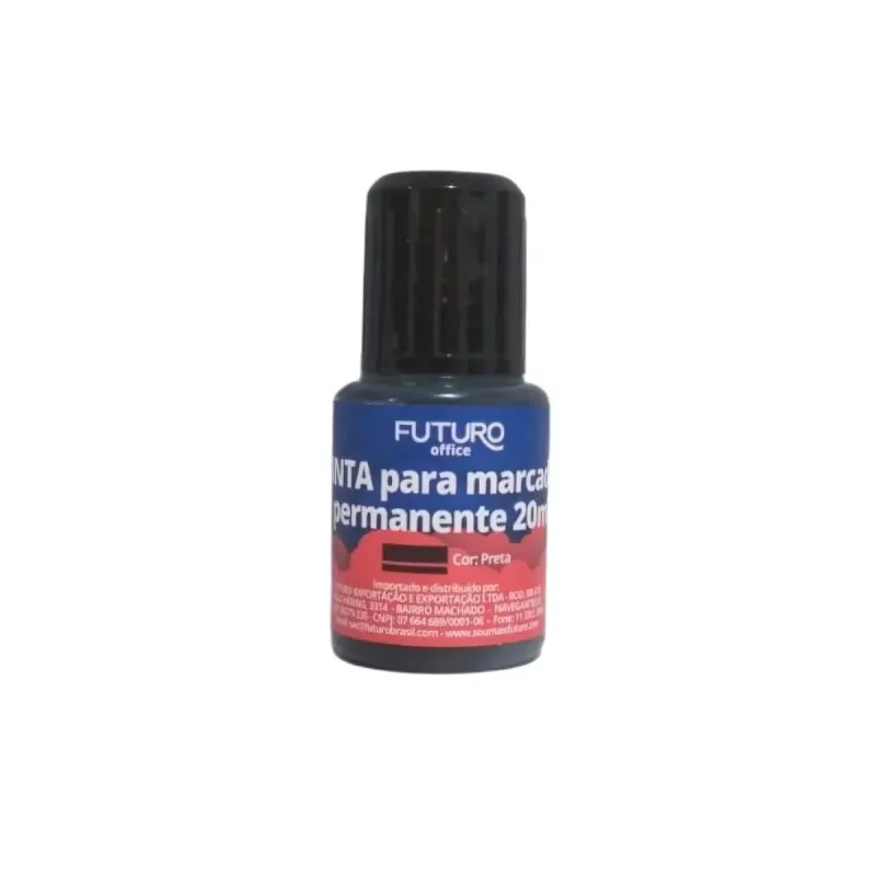 Tinta para Marcador Permanente Futuro Preto 20 Ml com 12 Unidades