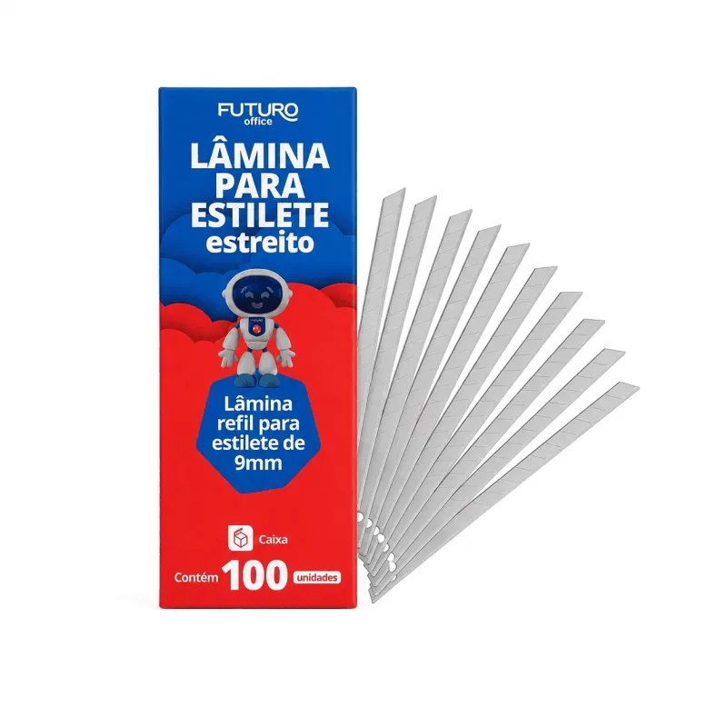 Lâmina Estilete Estreito 9mm Caixa C/ 100 - Futuro
